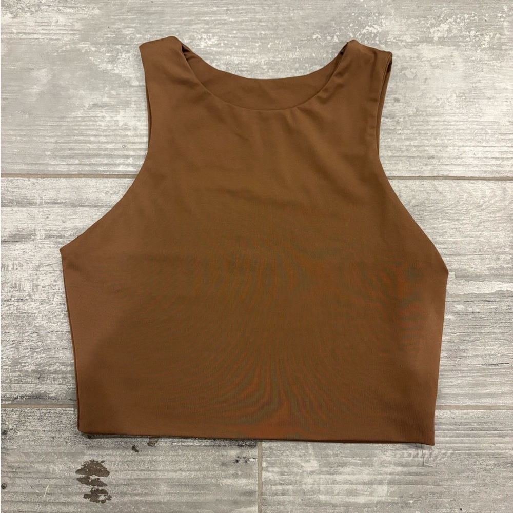 Brown Sleeveless Crop Top